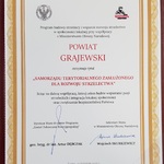 na zdjęciu dyplom dla Powiatu Grajewskiego - 